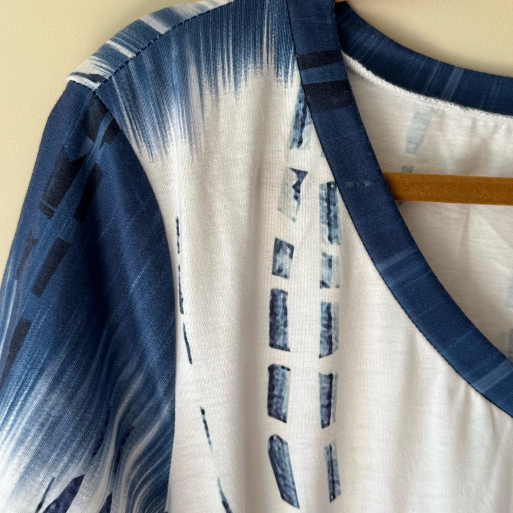 Locryz Women's Twist Knot T Shirt Dress - XL - Blue and White - Picture 6 of 8